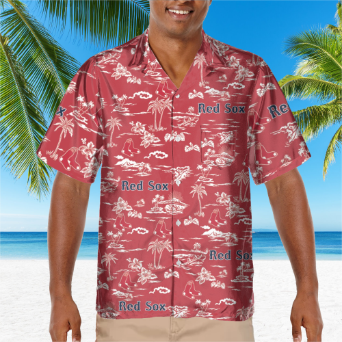 Official Boston Red Sox Tropical AOP Pocket Hawaiian Shirt – Summer Style