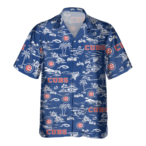 Chicago Cubs Tropical AOP Pocket Hawaiian Shirt - Official MLB Merchandise