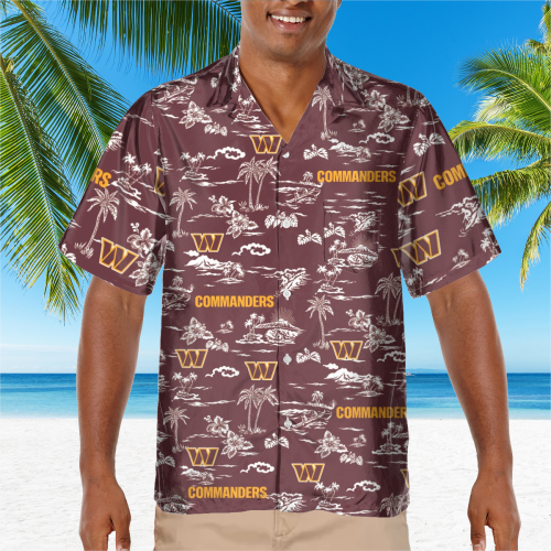 Washington Commanders Tropical AOP Pocket Hawaiian Shirt