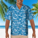 Detroit Lions Tropical AOP Pocket Hawaiian Shirt Detroit Lions Tropical AOP Pocket Hawaiian Shirt