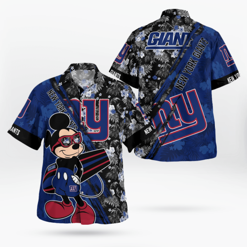 New York Giants Mickey Mouse Floral Short Sleeve Hawaii Shirt