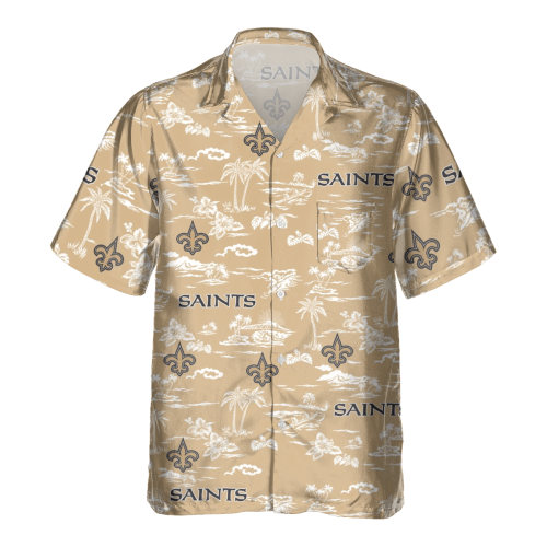 New Orleans Saints Tropical AOP Pocket Hawaiian Shirt
