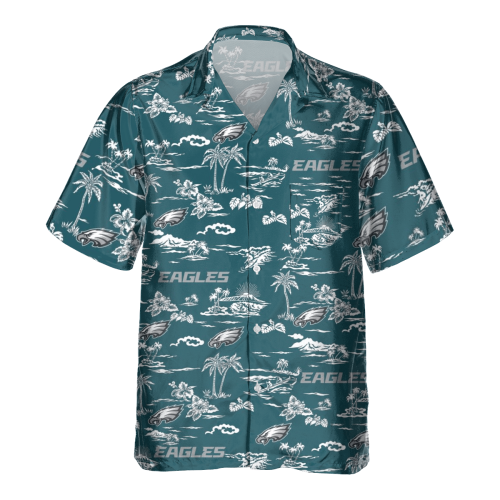 Philadelphia Eagles Tropical AOP Pocket Hawaiian Shirt