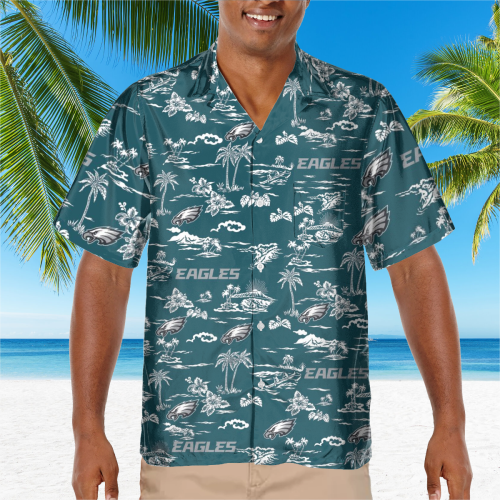 Philadelphia Eagles Tropical AOP Pocket Hawaiian Shirt