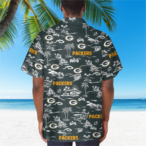 Green Bay Packers Tropical AOP Pocket Hawaiian Shirt