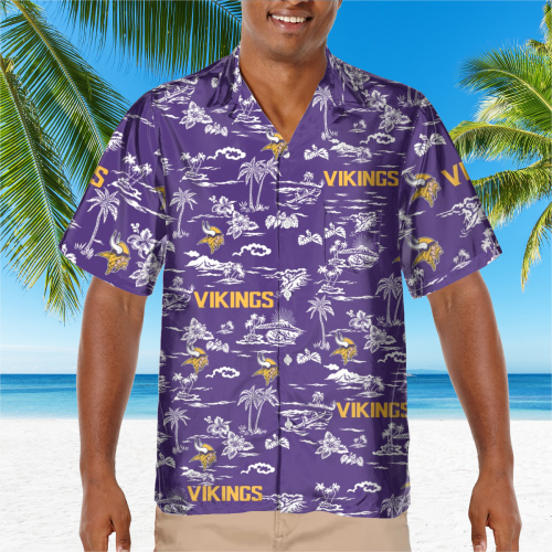 Minnesota Vikings Tropical AOP Pocket Hawaiian Shirt