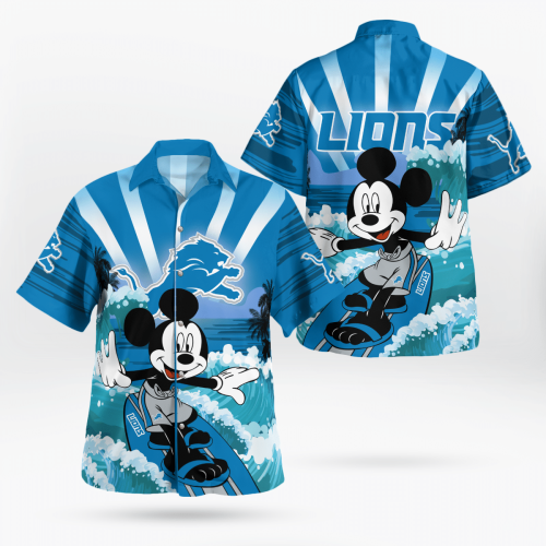 Detroit Lions and Mickey Mouse Hawaii Shirt Gift