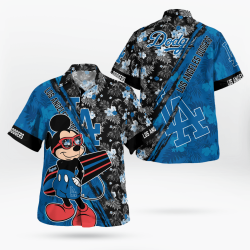 Los Angeles Dodgers Mickey Mouse Floral Hawaiian Shirt – Short Sleeve Official MLB Gear