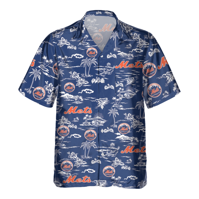 New York Mets Tropical AOP Pocket Hawaiian Shirt – Official MLB Merchandise