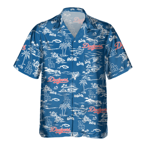 Los Angeles Dodgers Tropical AOP Hawaiian Shirt with Pocket - Official MLB Merchandise
