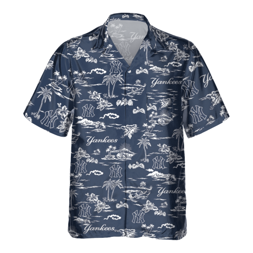 New York Yankees Tropical AOP Pocket Hawaiian Shirt - Official MLB Apparel