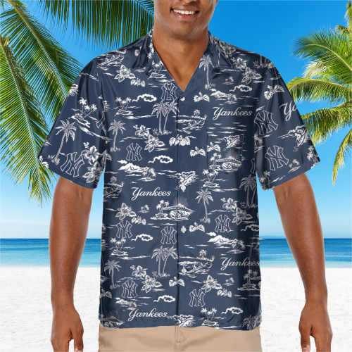 New York Yankees Tropical AOP Pocket Hawaiian Shirt – Official MLB Apparel