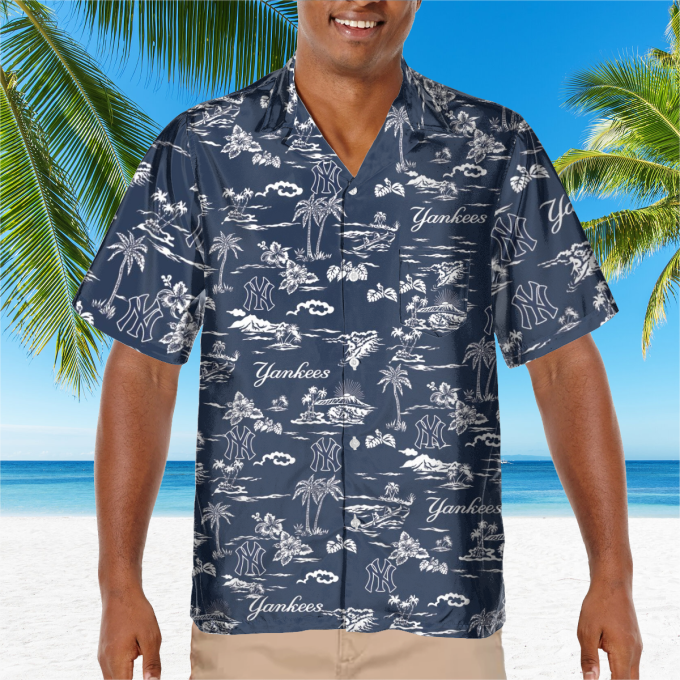 New York Yankees Tropical AOP Pocket Hawaiian Shirt – Official MLB Apparel