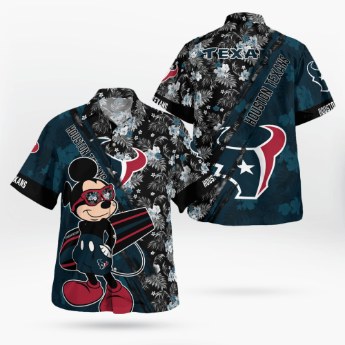 Houston Texans Mickey Mouse Floral Short Sleeve Hawaii Shirt