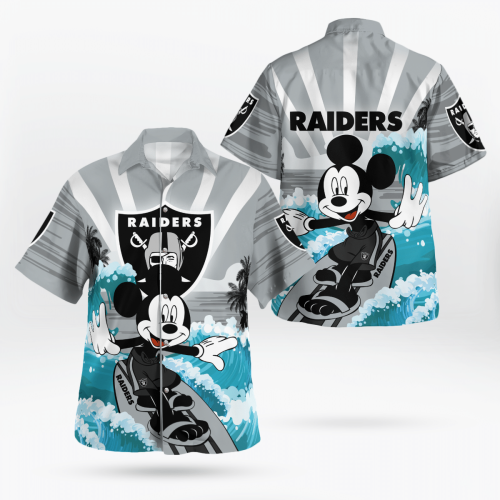 Las Vegas Raiders and Mickey Mouse Hawaii Shirt Gift