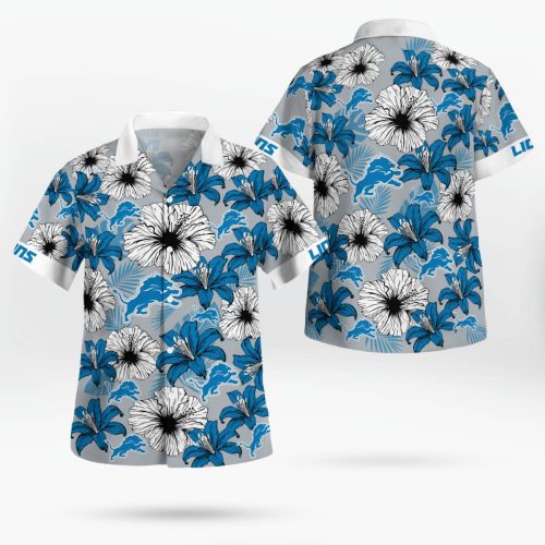 Detroit Lions Flower Tropical Floral Aloha Hawaiian Shirt