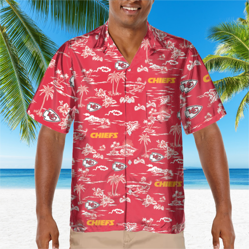 Kansas City Chiefs Tropical AOP Pocket Hawaiian Shirt