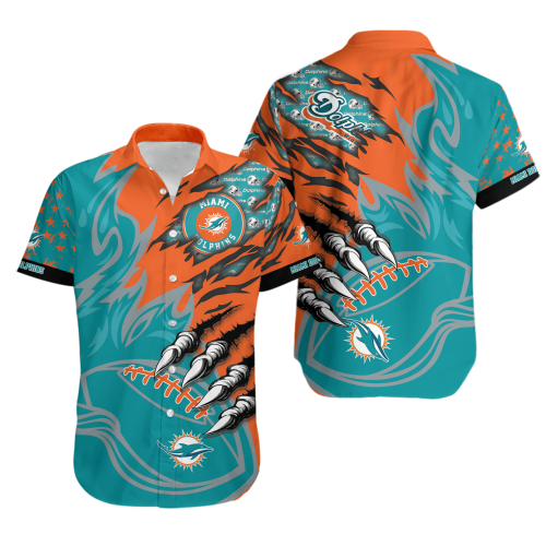 NFL Miami Dolphins Aqua Orange Hawaiian Shirt Men & Women Aloha Shirt