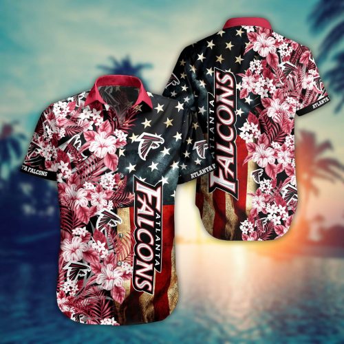 NFL Atlanta Falcons America Flag Flower Hawaiian Shirt Men & Women Aloha Shirt