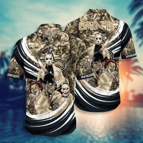 NFL New Orleans Saints Horror Night Halloween Hawaiian Shirt Men & Women Aloha Shirt