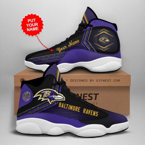 NFL Baltimore Ravens Custom Name Air Jordan 13 Shoes V1
