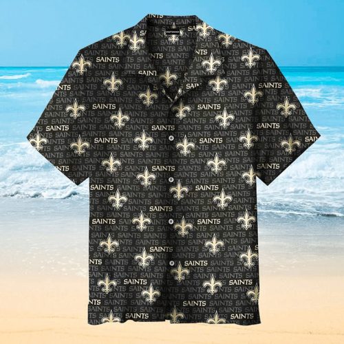 NFL New Orleans Saints Black Golden Multi Small Logo Hawaiian Shirt Men & Women Aloha Shirt
