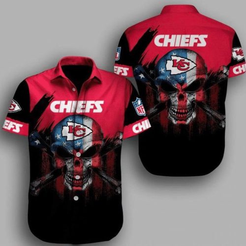 NFL Kansas City Chiefs Red Skull Hawaiian Shirt Men & Women Aloha Shirt