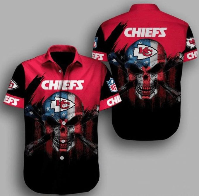 NFL Kansas City Chiefs Red Skull Hawaiian Shirt Men & Women Aloha Shirt