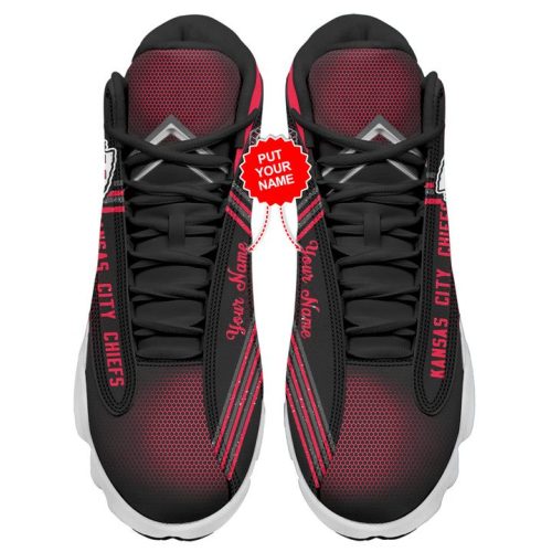 NFL Kansas City Chiefs Custom Name Red Black Air Jordan 13 Shoes