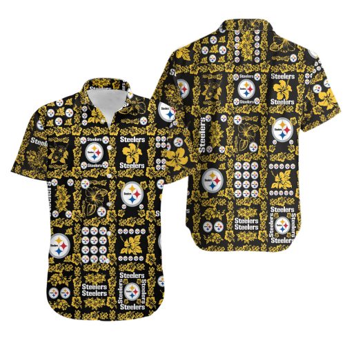 NFL Pittsburgh Steelers Golden Black Gomoku Hawaiian Shirt Men & Women Aloha Shirt