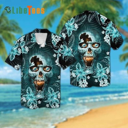 Miami Dolphins Hawaiian Shirt, Skull Tropical, Button Down Hawaiian Shirt  Perfect Gifts For Your Loved Ones
