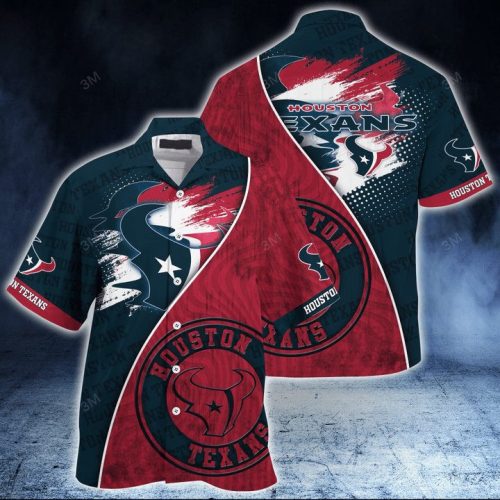 NFL Houston Texans Blue Red Hawaiian Shirt Men & Women Aloha Shirt