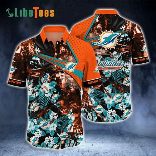Miami Dolphins Hawaiian Shirt, Cool Floral, Tropical Hawaiian Shirt  Perfect Gifts For Your Loved Ones