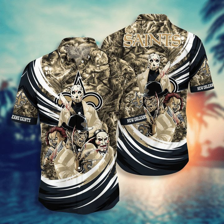 NFL New Orleans Saints Horror Night Halloween Hawaiian Shirt Men & Women Aloha Shirt NFL New Orleans Saints Horror Night Halloween Hawaiian Shirt Men & Women Aloha Shirt