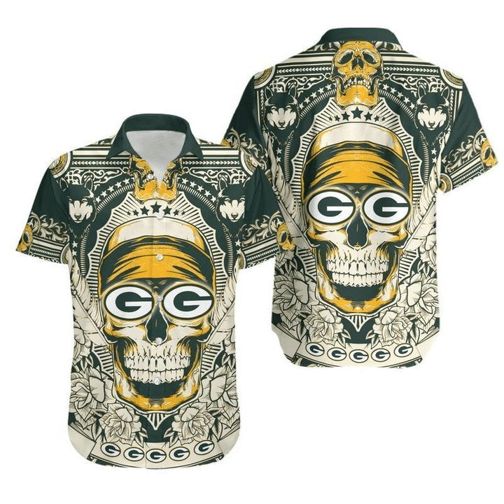 NFL Green Bay Packers Skull Version Hawaiian Shirt Men & Women Aloha Shirt NFL Green Bay Packers Skull Version Hawaiian Shirt Men & Women Aloha Shirt