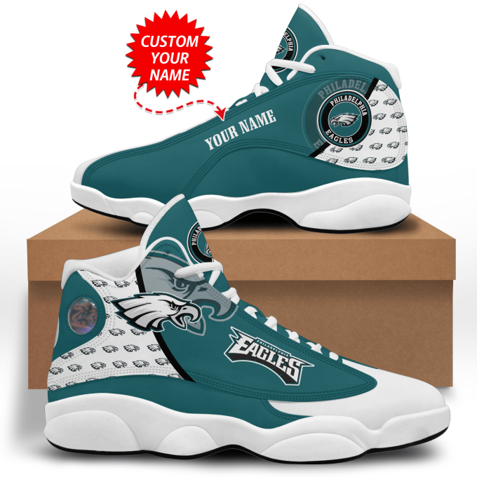 NFL Philadelphia Eagles Custom Name Air Jordan 13 Shoes V4