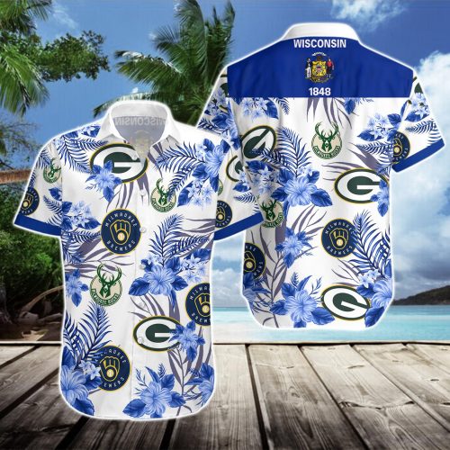 Green Bay Packers Milwaukee Brewers Milwaukee Bucks Hawaiian Shirt Gift