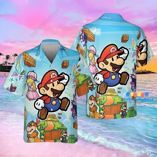 Super Mario Hawaiian Shirt: Nintendo Tee for Disneyland Vacation & Beach Trips