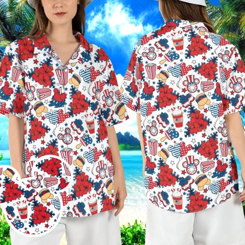 Disneyland Snacks Independence Day Hawaiian Shirt – Patriotic Mickey 4th of July Aloha Shirt