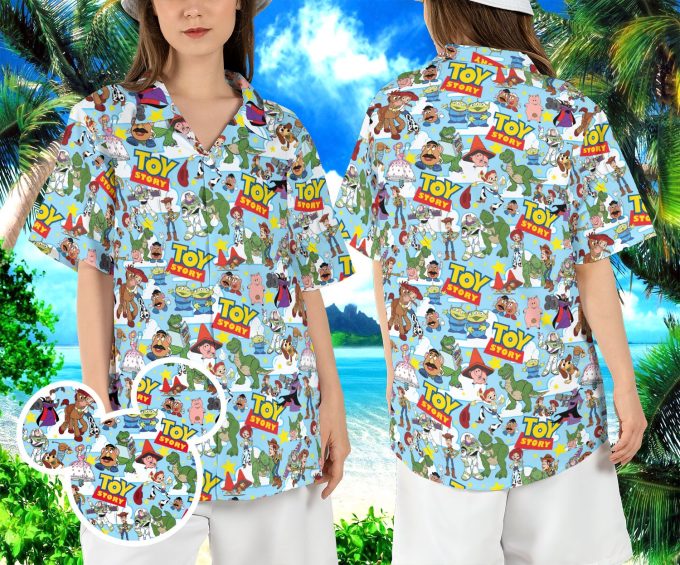 Disney Pixar Toy Story Hawaiian Shirt – Woody Jessie Aliens Button-Up Aloha Shirt