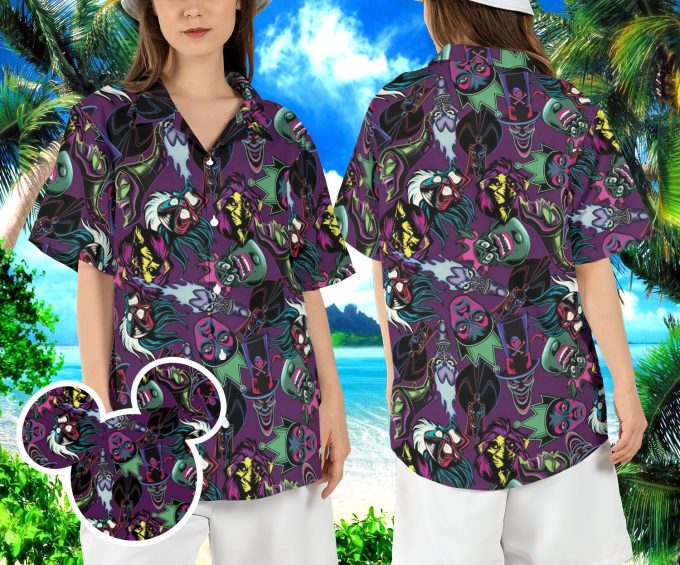 Disneyland Villain Characters Hawaiian Shirt – Wicked Witches Beach Hawaii Aloha Button Summer Shirt
