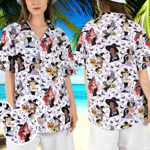 Disneyland Halloween Princess Witches Aloha Shirt – Magic Kingdom Button Shirt