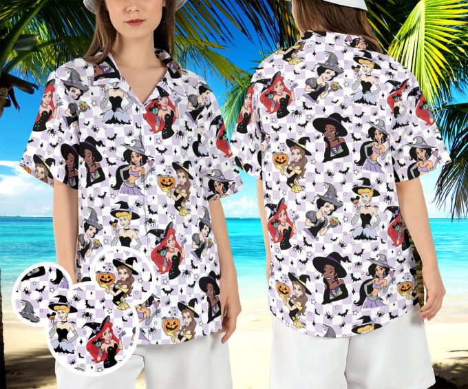 Disneyland Halloween Princess Witches Aloha Shirt – Magic Kingdom Button Shirt