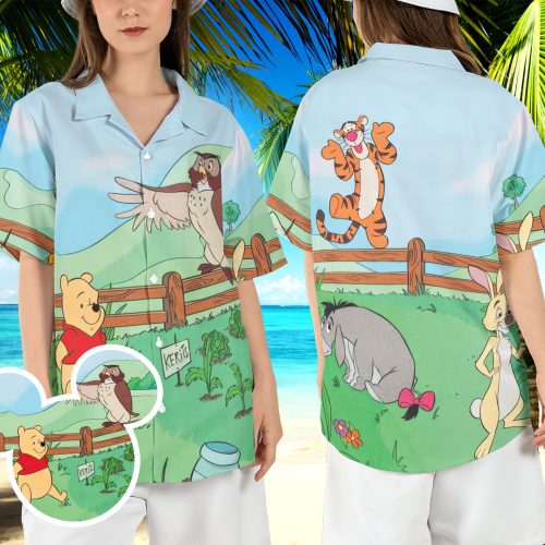 Winnie the Pooh and Pals Hawaiian Aloha Shirt - Disneyland Button Beachwear