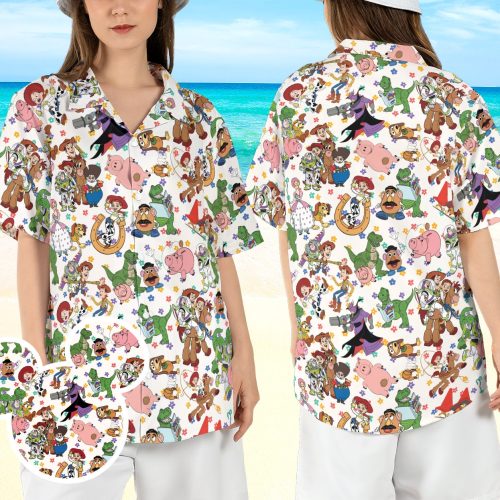 Disney Pixar Toy Story Hawaiian Shirt - Woody Buzz Lightyear Jessie Aloha Shirt for Magic Kingdom & Disneyland