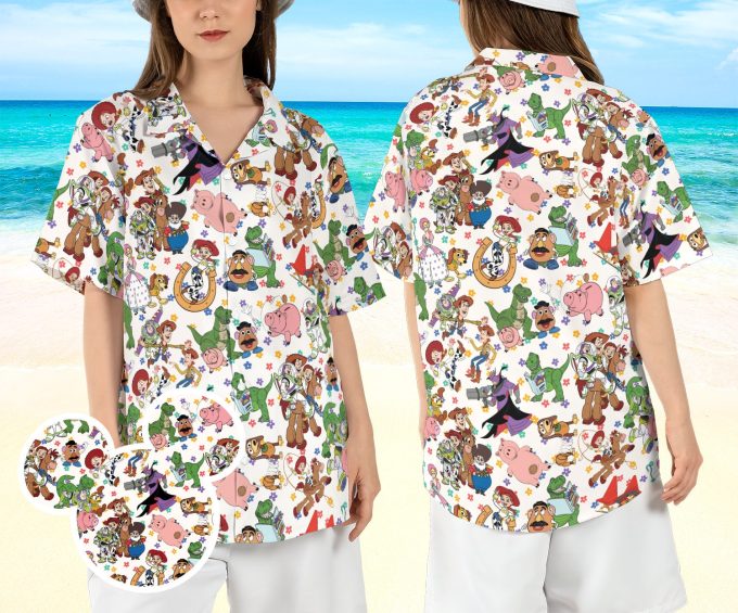 Disney Pixar Toy Story Hawaiian Shirt – Woody Buzz Lightyear Jessie Aloha Shirt for Magic Kingdom & Disneyland