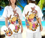 Winnie the Pooh Hawaiian Shirt: Tigger Kangaroo Roo Piglet Eeyore Aloha Disneyland Vacation Button Shirt