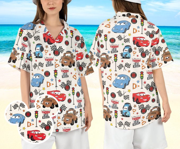 Disney Pixar Cars Hawaiian Shirt – McQueen Sally Tow Mater Aloha Theme