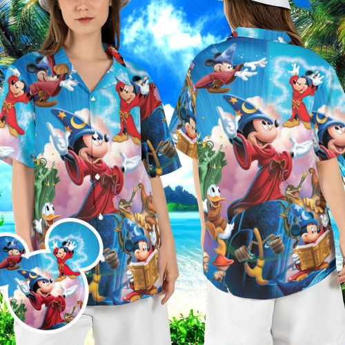 Fantasia Sorcerer Mickey Hawaiian Shirt Magical Disneyland Aloha Shirt