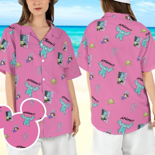 Monsters Inc and University Hawaiian Shirts - Disneyland Aloha Button Shirt